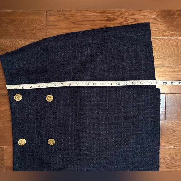 Loft Navy Tweed Wrap Doulbe Button Skirt - Picture 2 of 12